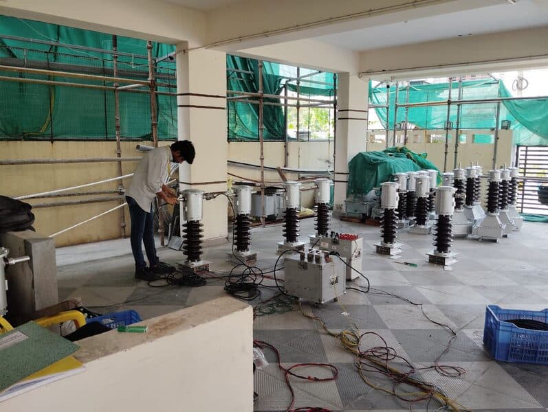 On-site potential transformer (PT) calibration by SDES engineers at an outdoor substation